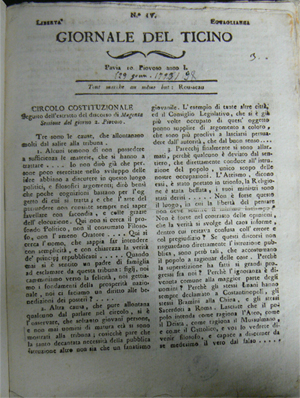Giornale del Ticino, numero 4, 1797. Biblioteca Universitaria di Pavia: Misc. Belcredi 34 3