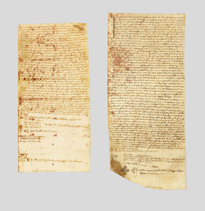 I DOCUMENTO: 1295 ottobre 27, Corleone. Palermo, Archivio di Stato, Diplomatico, Tabulario di Santa Maria del Bosco di Calatamauro, perg. 18.
II DOCUMENTO: 1303 maggio 24, Corleone. Palermo, Archivio di Stato, Diplomatico, Tabulario di Santa Maria del Bosco di Calatamauro, perg. 41