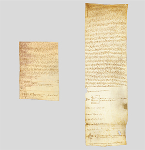 I DOCUMENTO: 1302 novembre 1, Corleone. Palermo, Archivio di Stato, Diplomatico, Tabulario di Santa Maria del Bosco di Calatamauro, perg. 36.
II DOCUMENTO: 1315 agosto 28, Corleone. Palermo, Archivio di Stato, Diplomatico, Tabulario di Santa Maria del Bosco di Calatamauro, perg. 87